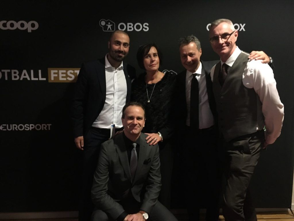 Kaveh Sarvari, Jessica Nilsson, Anders Liljeblad, Per Welinder och en knästående Jan Karlsson på plats i Oslo.